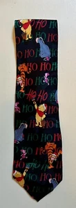 Black Disney Christmas Winnie the Pooh Tie w/Tigger , Eeyore & Piglet “Ho Ho Ho” - Picture 1 of 3