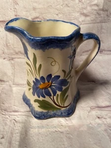Cash Family Pottery Vintage 4.25" Tall Blue Flower Pitcher Vase Hand Painted TN - Picture 1 of 12