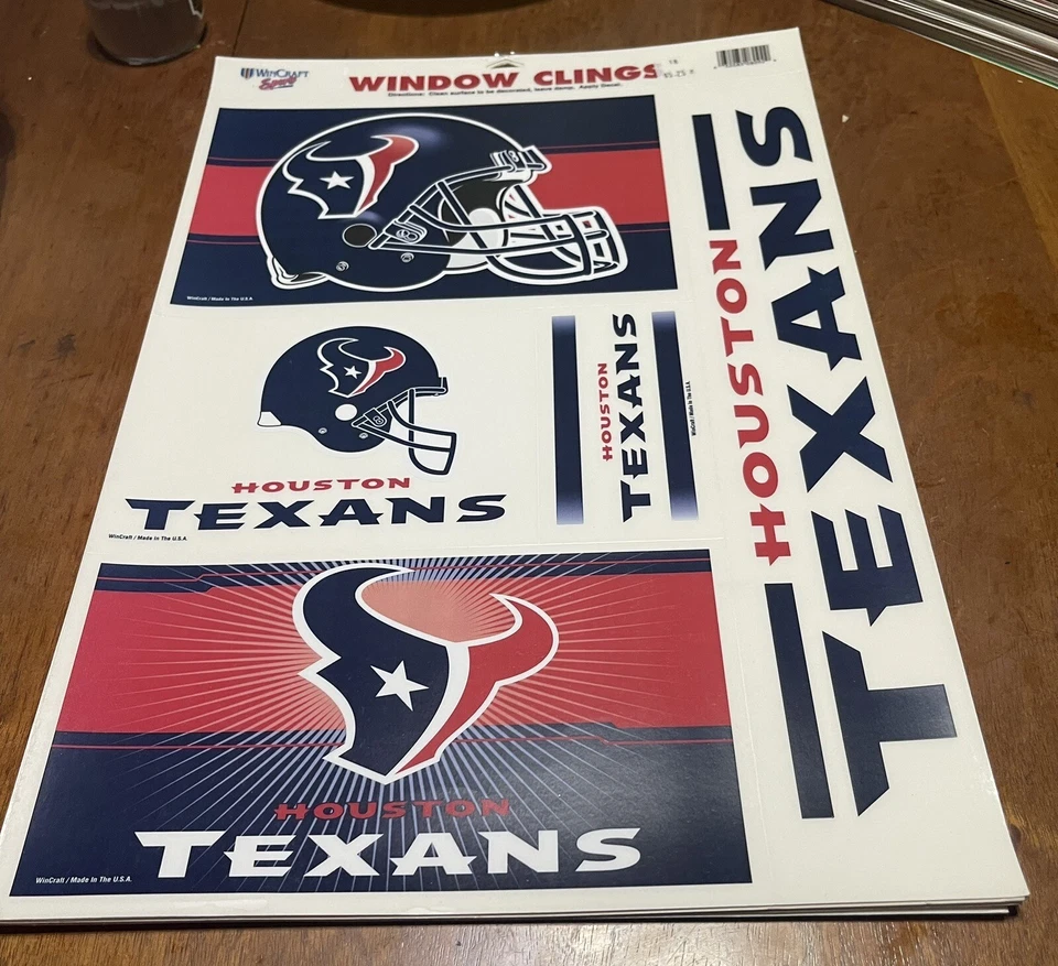5 calcomanías de colección de los Houston Texans WinCraft NFL Window Clings 11x17 NUEVO 2002 Foto 1 de 1