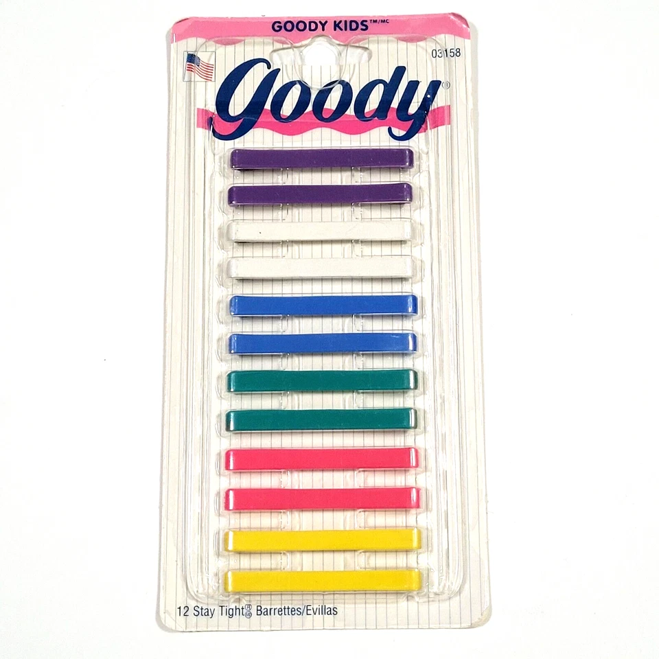 DE COLECCIÓN GOODY KIDS STAY APRETADO 2.5" PASADORES DE PELO #03158 PAQUETE DE 12 AÑOS 90 EE. UU. NOS Foto 1 de 4