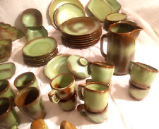 Antique Pottery FRANKOMA Dishes  ~62~ piece vintage Prairie Green Pattern  Nice!