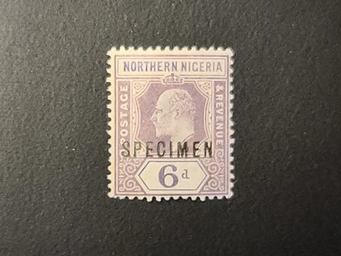 Northern Nigeria Specimen Stamp Six Pence 6d KEVII Cover