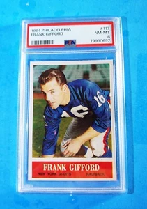 1964 PHILADELPHIA GUM FOOTBALL #117 FRANK GIFFORD HOF PSA 8 PACK FRESH - Picture 1 of 2