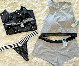 Mix Of 4 New Panties &1  Bra Set Cotton Boyshort Joe Boxer Black Grey 20 2X 3X + - Picture 1 of 10