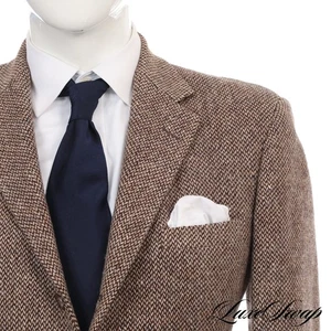 #1 MENSWEAR Vintage Polo Ralph Lauren Brown Tick Weave Beefy Tweed Jacket 40 #1 - Picture 1 of 10