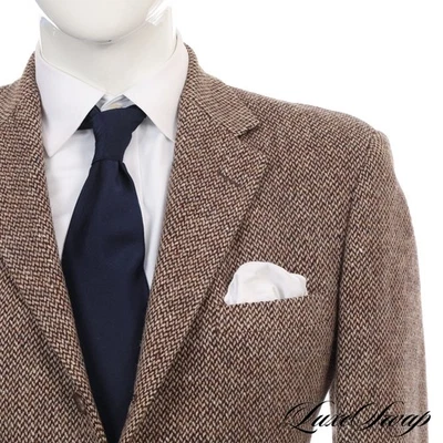 #1 MENSWEAR Vintage Polo Ralph Lauren Brown Tick Weave Beefy Tweed Jacket 40 #1 - Image 1 of 4