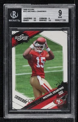 2009 Score Rookie Michael Crabtree #372 BGS 9 MINT Rookie RC - Image 1 of 2