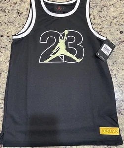 Nike Air Jordan Mesh Jersey Tank Top Youth Large Black #23 Sleeveless NWT  - Picture 1 of 5