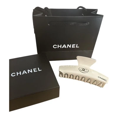 Chanel Classy Hair Claw Comes With Box & Bag Great Gift New Cream Colour - image 1 of 4