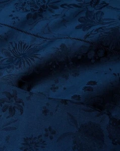 Ralph Lauren Bethany Floral Jacquard Organic Cotton Queen Flat Sheet $215 Navy - Picture 1 of 4