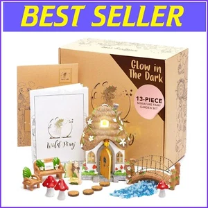 Complete Fairy Garden Experience: 7.1" House, Glow Pebbles & Magical Accessories - Picture 1 of 9