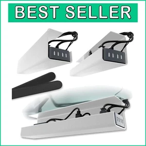 Spacious Self-Adhesive Cable Management Tray for Neat Desk Solutions - White Set - Picture 1 of 9