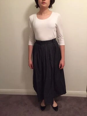 Maxi Falda Boho Pradera Denim Algodón Negro Ralph Lauren Vintage Años 80 Talla 6 Foto 1 de 4