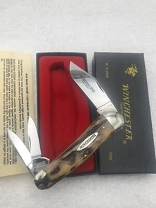 Vintage Winchester 3 Blade Knife W15 3508 Stag Handle New In Box Made In USA - Picture 1 of 20