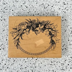 Vintage 1989 Rubber Stamp PSX Floral Wreath K-413 Frame Border USA - Bild 1 von 3