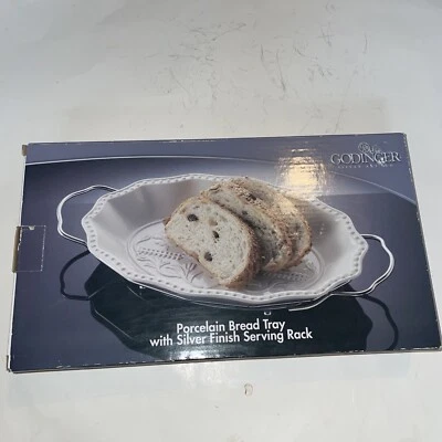 Godinger Porcelain Bread Tray with Silver Serving Rack - NEVER OPENED! - Image 1 of 2