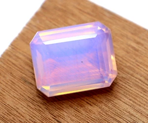 92 Ct Natural Certified Pink Opal Emerald Cut Welo Australian Untreated Gemstone - Picture 1 of 6