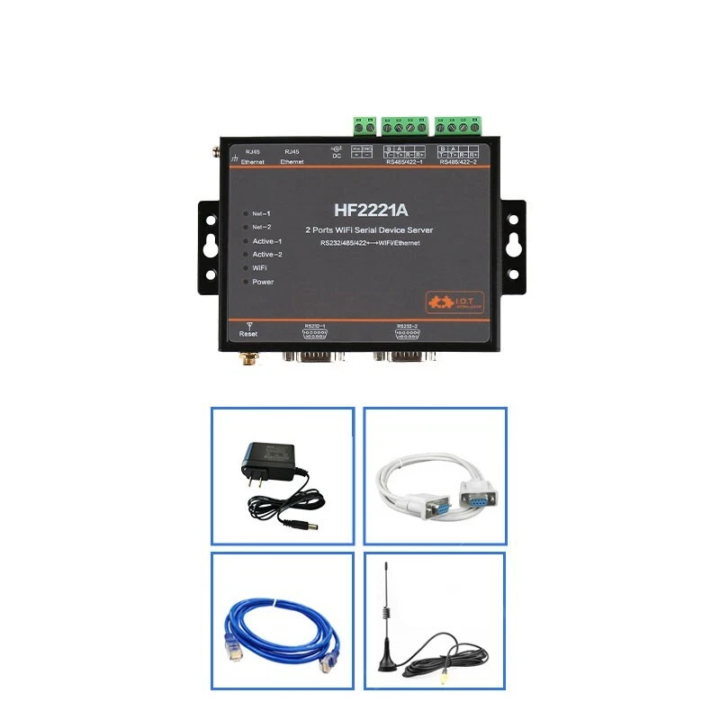 2 Ports WiFi Serial Server RS232/485/422 to WiFi/Ethernet for Modbus Gateways - Image 1 of 1