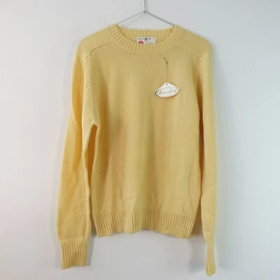 Vintage Sears Sweater Men L Wool Solid Basic Yellow Warm Preppy Cozy Retro  - Image 1 of 4