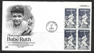 USA SC # 2046 Babe Ruth . Copyright BLK4 FDC . Artcraft Cachet - Picture 1 of 1