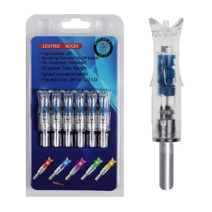 6/12pcs Lighted Nocks for Crossbow Bolts .300''/7.62mm Inside Diameter Half Moon - Picture 1 of 17