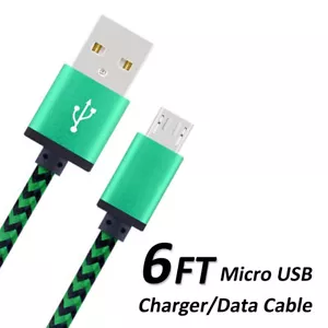 6FT Micro USB Charger Braided Fabric Cable Cord Sync For Android Cell Phone - Picture 1 of 3