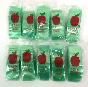 Apple Bags Mini Zip Resealable 1.5" x 1.5" Green Baggies 1515 1000ct NEW - Picture 1 of 1