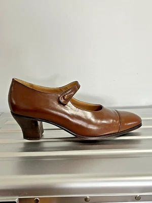 Ralph Lauren коллекции 9 коричневый кожаный кнопка ремень Maryjane каблук новый без коробки Италия - Изображение 1 из 4