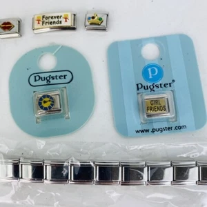  Pugster Stainless Steel Bracelet Italian Charm Forever Friends Girl 6 Charm Set - Picture 1 of 10