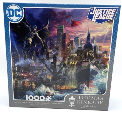 Thomas Kinkade DC Comic Justice League Bat Man 1000 Piece Jigsaw Puzzle  NEW - Image 1 of 4