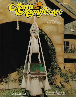 Raro libro macramè Magnificenza Macramè 1976 vintage con motivi da tavolo da appendere MM1 - Immagine 1 di 4