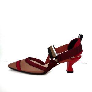 Auth FENDI - Pink Beige Red Multi Chemical Fiber Women's Sandals