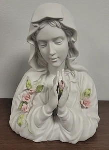 Touch Of Rose Praying Madonna, by Roman, Bisque Porcelain Music Box MUST READ - Picture 1 of 5