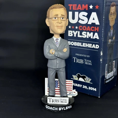 Dan Bylsma Pittsburgh Penguins Team USA 2014 Bobblehead New In Box Cover