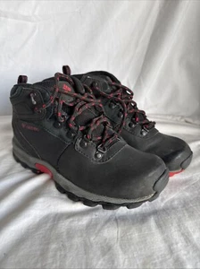 Women’s Columbia Hiking Boots Size 5 Black Red Laces BY2952-010 - Picture 1 of 7