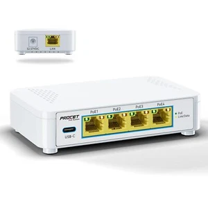 Gigabit 5 Port Poe Switch With 4 Poe+ Ports & 1 Usbc 5v2a Port Small Poe Etherne - Picture 1 of 7