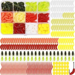 250 Stück Künstlicher Wurm Angelköder Set Bienenmaden Gummiköder Forellenköder - Bild 1 von 5