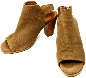 Kenneth Cole Gentle Souls Suede Sling Back Peep toe Shoes Brown Sadie  Sz 9 - Picture 1 of 12