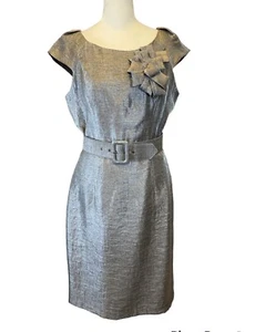 MUSE Sleeveless Belted Lined Cocktail Dress Womens Sz 6 Champagne - Bild 1 von 5