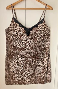 GEORGE Slip Night Gown size XL X-Large ~ Leopard Print with Lace Vintage - Picture 1 of 9