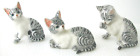 KLIMA E235 Miniature statuette en porcelaine - CHAT 3 CHATS TIGRES GRIS CAT