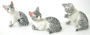 KLIMA E235 Miniature statuette en porcelaine - CHAT 3 CHATS TIGRES GRIS CAT - Bild 1 von 3