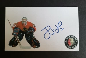 Jeff Hackett signed Chicago Blackhawks hockey index card  - Picture 1 of 1