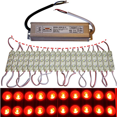 LED-MAFIA LED Module + Netzteil - rot - Werbung - 12V - 3x 5730 SMD Chip Injektion Licht