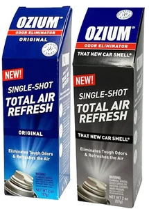 Ozium Air Sanitizer, 2 oz Car Fogger: Single-Shot, Original + New Car, Combo Kit - Picture 1 of 1