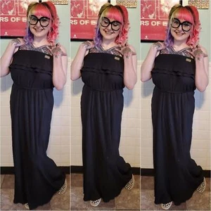 Coogi Black Ruffle Sleeveless Maxi Dress Women's Size 1X NWT - Picture 1 of 9