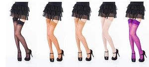 Plain Top Sheer Stockings ,One Size & Plus Size,Various Colours - Picture 1 of 21