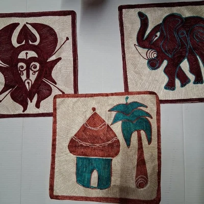 13 Inch Handcrafted Nigerian Pillow Covers Set of 3 Decorative Pillow Covers - Image 1 of 4