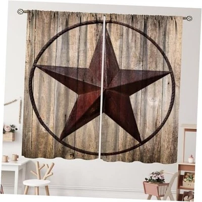 Cortinas Texas Star Texas Western rústicas 21" W x 45" L (paquete de 2) puerta de granero-35 Foto 1 de 4