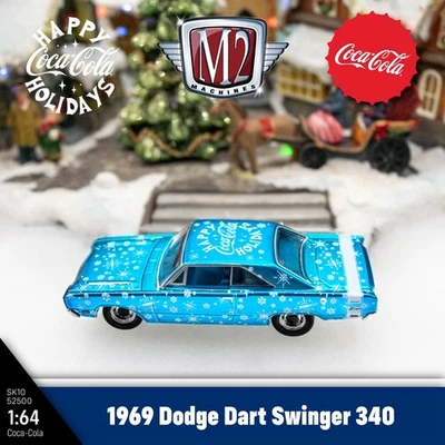 NEW! M2 MACHINES 2025 COCA-COLA CHRISTMAS 1969 DODGE DART SWINGER 340 25-35 - Image 1 of 4